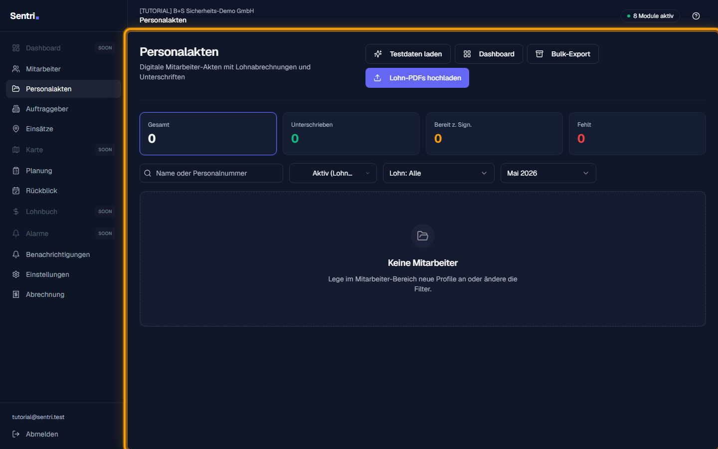 Personalakten Startseite