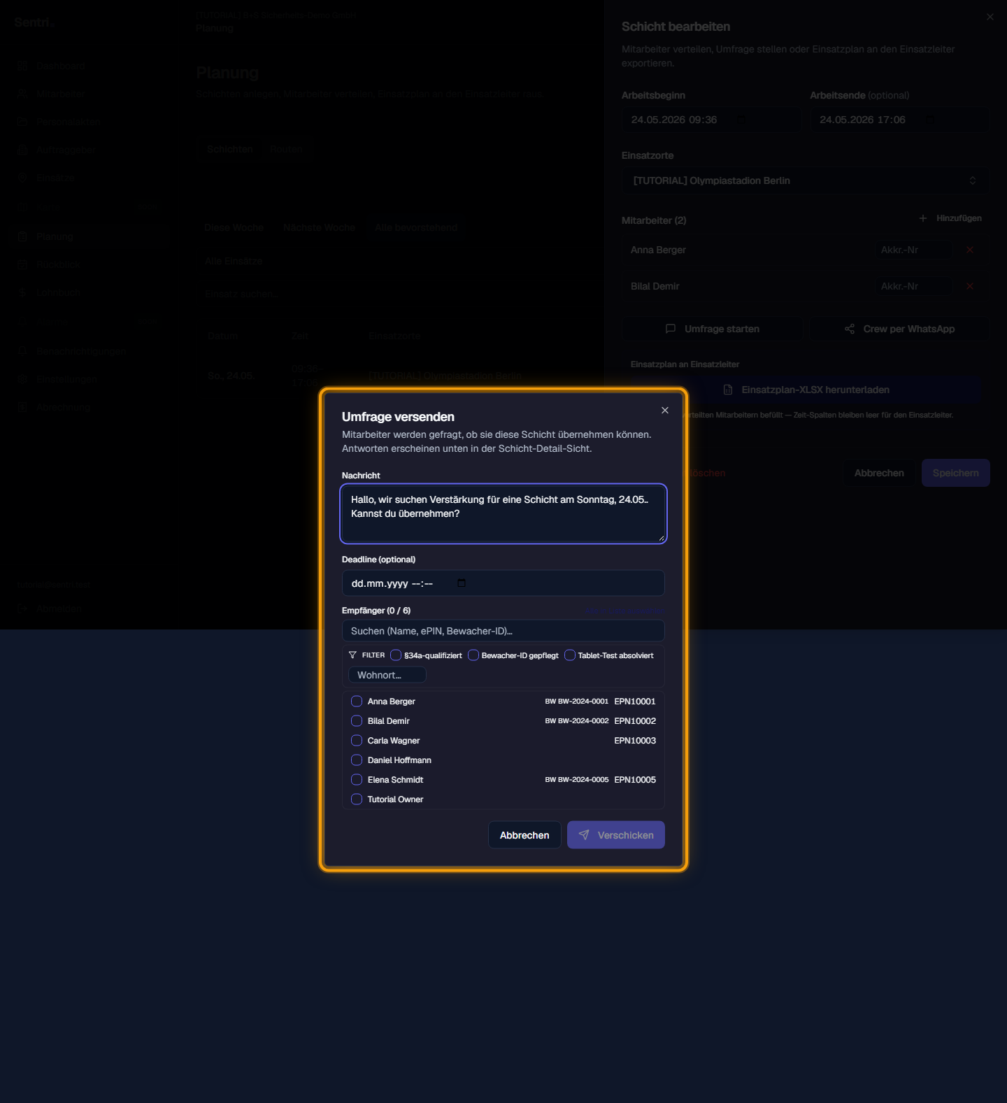 Umfrage Dialog Formular
